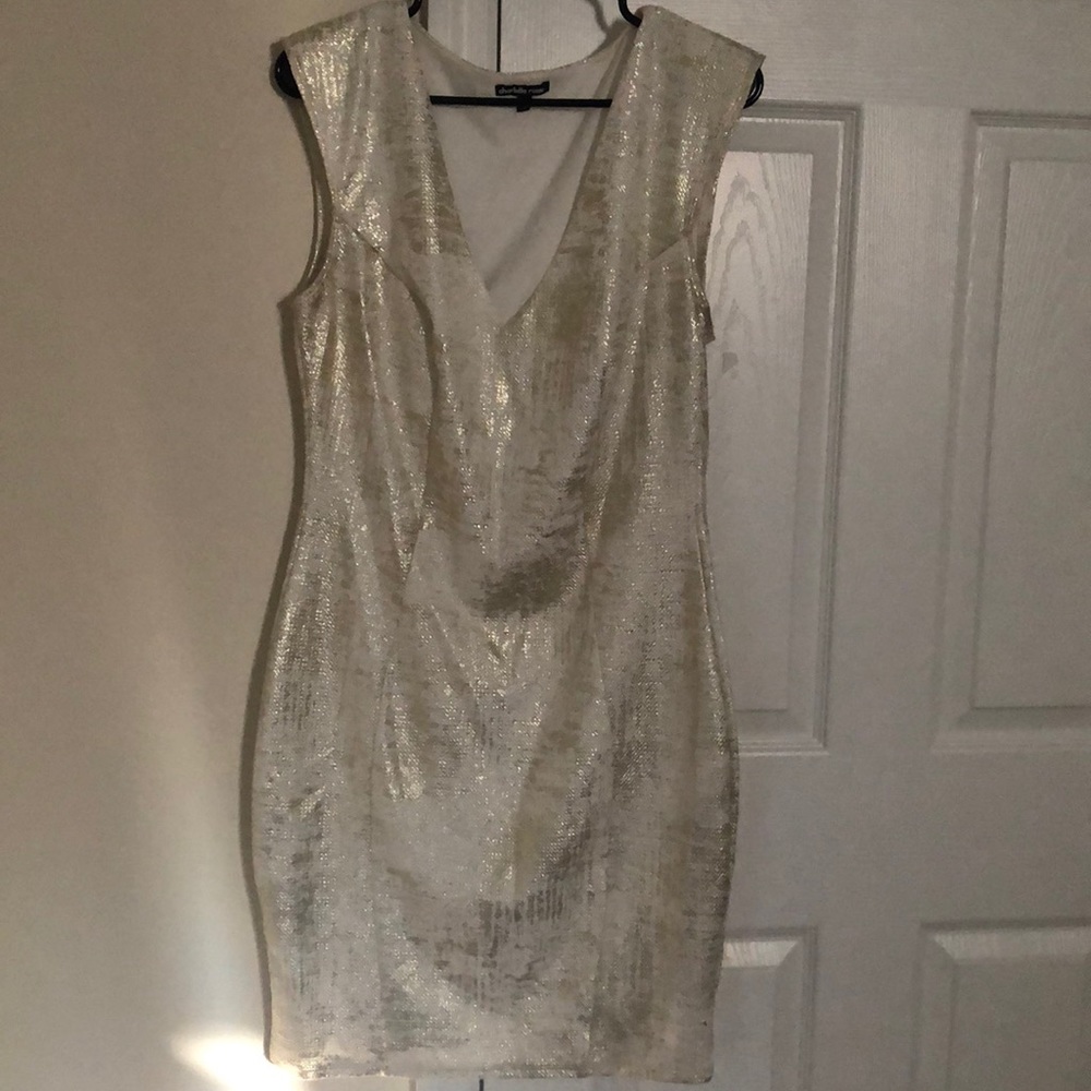 White Charlotte Russe Dress w/ gold shimmers